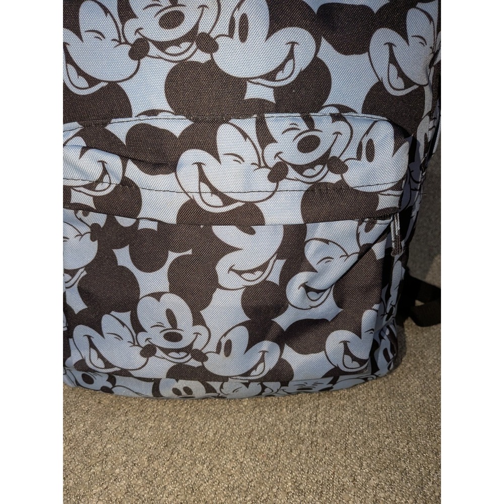 Disney Mickey Mouse All Over Print Backpack Light Blue Black Canvas Bag - Picture 2 of 6